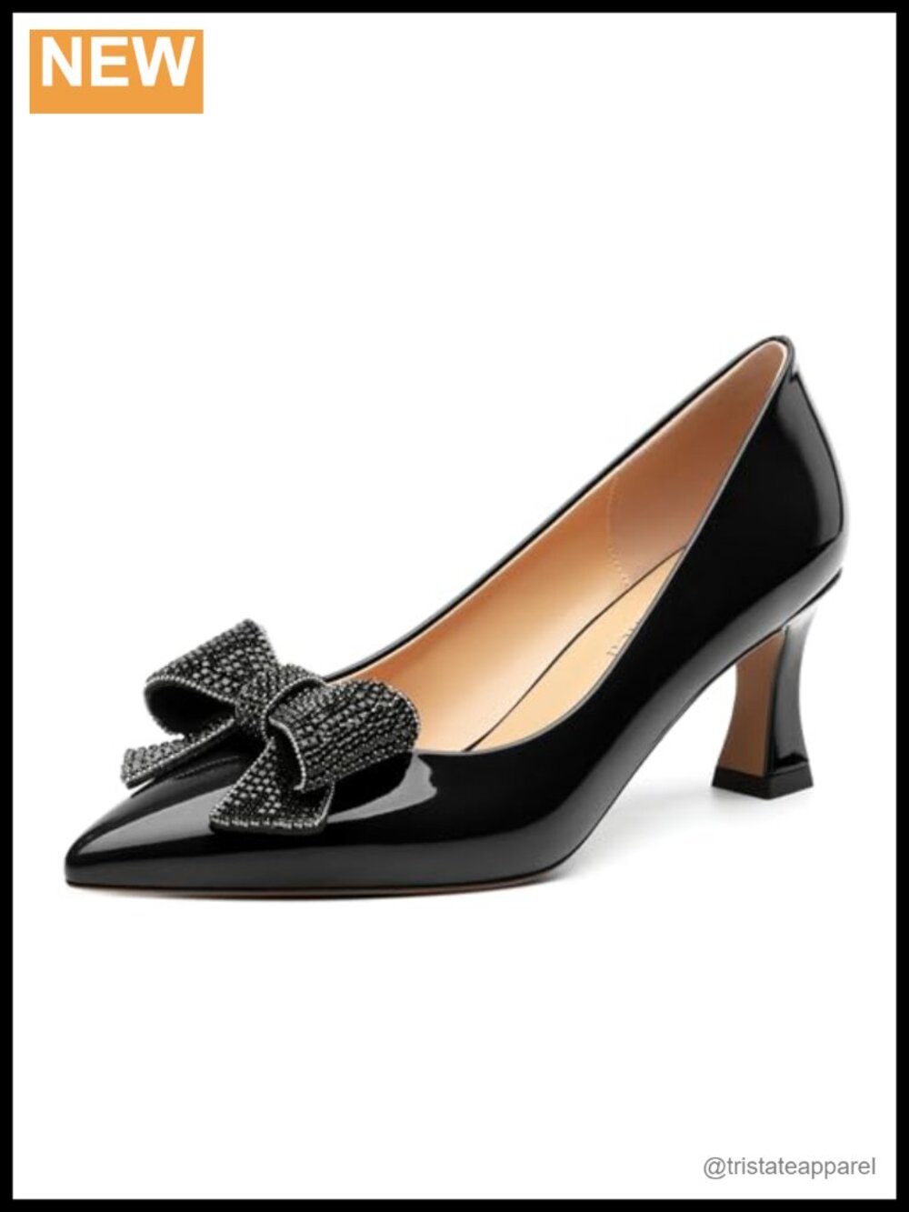 Women's Pointed Toe Patent Kitten Heel Pumps Slip On Bow Wedding Office Shoes